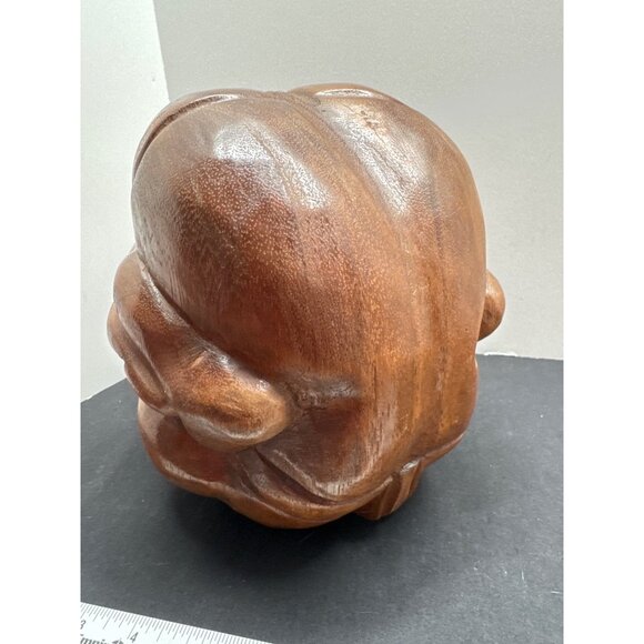 Hand-Carved Smooth Wooden Weeping Crying Buddah 8” Solid Yogi Sculpture Sorrowfu - Picture 10 of 11
